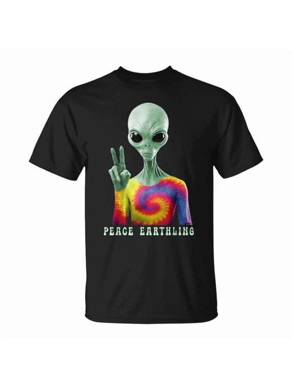 Alien Peace Sign Tie Dye Peace Earthling Alien UnisexT-shirt