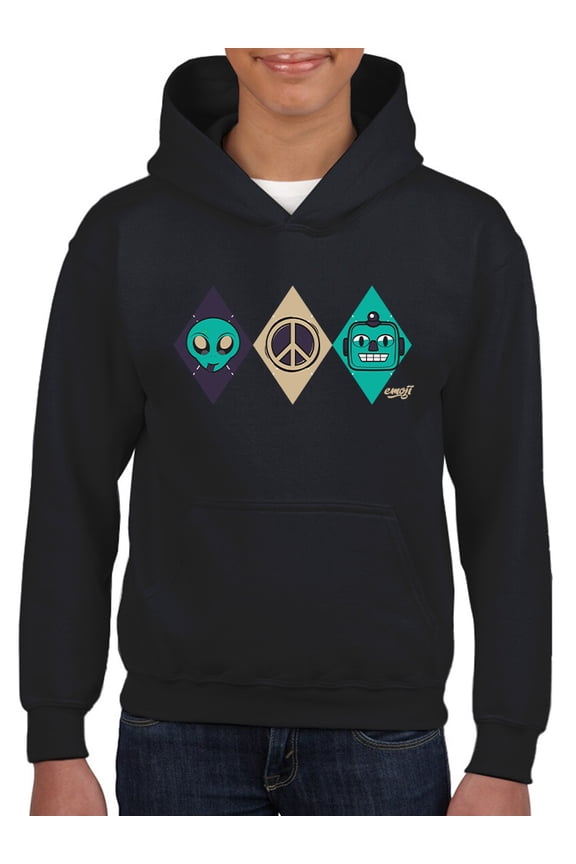 Alien Peace Trio Emoji - Futuristic Symbol Art Design Youth's Hoodie
