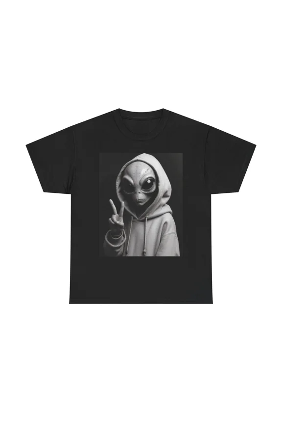 Alien Peace Visitor Retro Cosmic Cartoon Space Welcome Style Unisex T-Shirt up to size 5XL