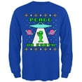thumbnail image 1 of Alien Peace on Earth Ugly Christmas Sweater Mens Long Sleeve T Shirt Royal LG, 1 of 1