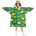 thumbnail image 1 of Alien and Pizza Bright Green Pattern Lamb Fleece Blanket Hoodies for Teens ,Teens Oversize Sherpa Wearable Hooded Blanket Sweatshirt with Super Pockets, 1 of 6