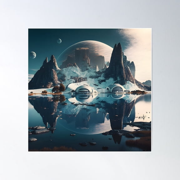 Alien Planet: Futuristic City Poster Wall Art, Modern Wall Decor For Living Room Bedroom, 24x24 UNFRAMED