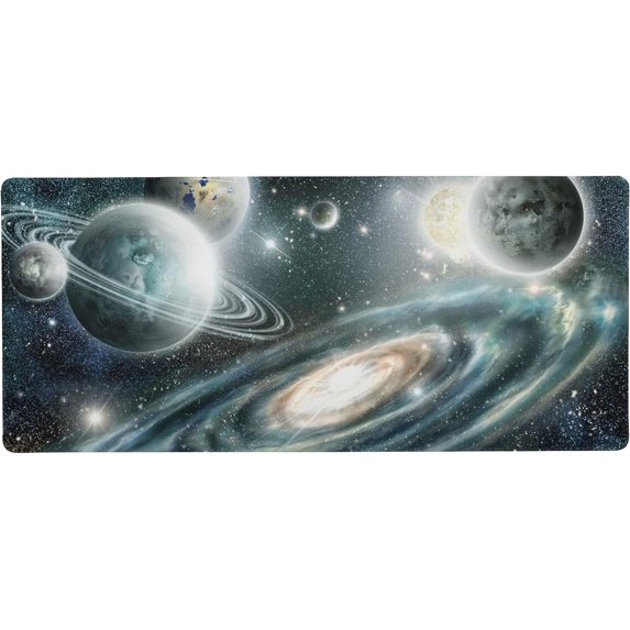 Alien Planet Solar System Galaxy in Space Large Gaming Mouse Pad Big Mousepad Mice Keyboard Mat with Non-Slip Rubber Base for Computer Laptop Home & Office, 31.5 X 11.8 inch