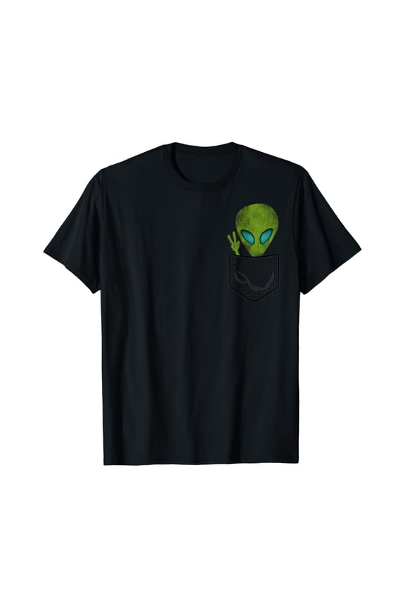 Alien Pocket Cool Funny Cute Peace UFO Gift T-shirt