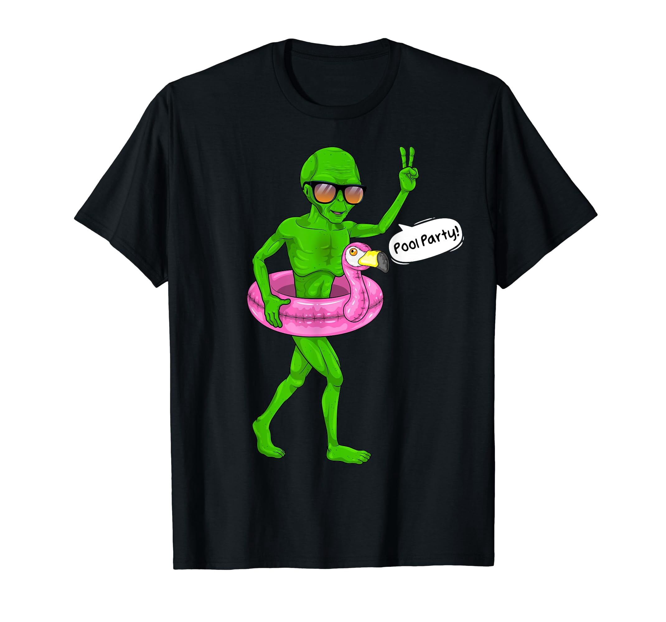 Alien Pool Party Flamingo Float Funny UFO Extraterrestrial T-Shirt ...