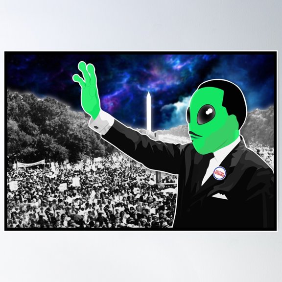 Alien President Waving At 'Lizard People' Classic Design High-Qualuty Poster Wall Art, Modern Wall Decor For Living Room Bedroom, 8x12 UNFRAMED