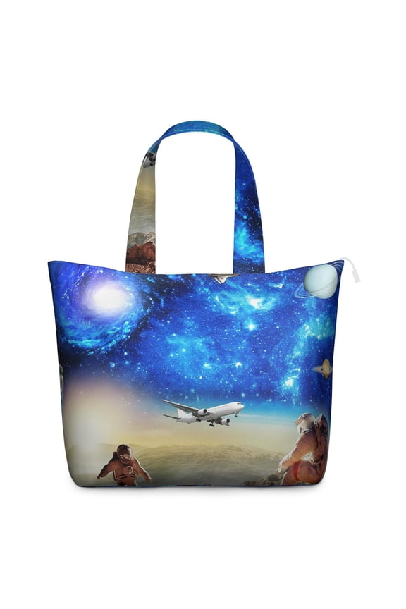 Alien Print Travel Tote - Lightweight Weekender Bag with Interior Organization, Starry Night Sky Design for Professionals