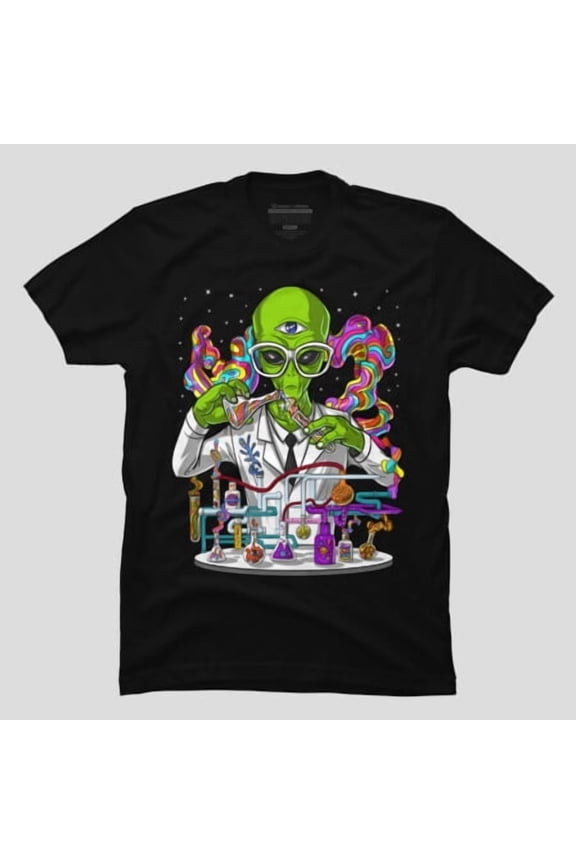 Alien Psychedelic Scientist with a Funny and a Sci-Fi Themed T-Shirt M2980626, Up to Size 5XL