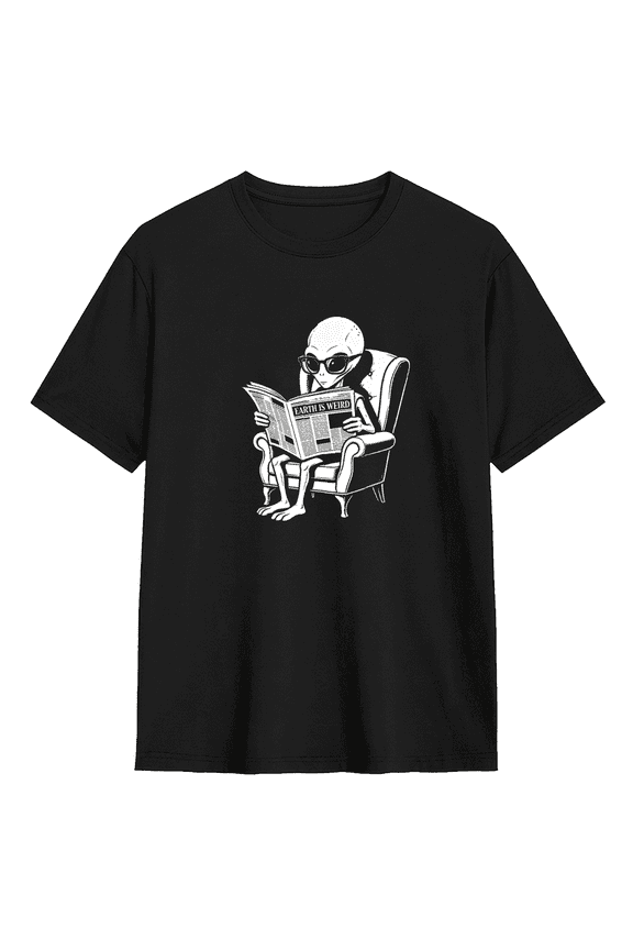 Alien Reading Cool Graphic Tee For Men And Women, Funny Relax Cotton Short Sleeves T-Shirt