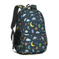 thumbnail image 1 of Alien Rocket Deep Blue Pattern Cute School Backpack Bag with Padded Back and Adjustable Shoulder Straps 16.9 X 12.6 X 5.9 Inches, 1 of 5