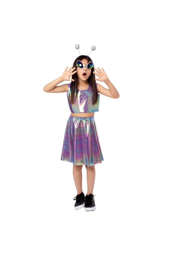 Alien Roleplay Role Play Outfits Two-Piece Skirt School Stage Performance Outfit Purple 9 Y-10 Y