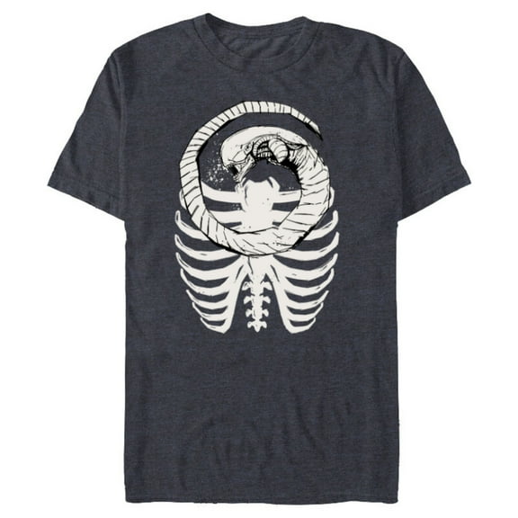 Alien: Romulus Xenomorph Chestburster in Ribcage Art - Short Sleeve Blended T-Shirt for Adults - Customized-Navy Heather