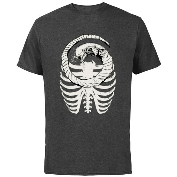 Alien: Romulus Xenomorph Chestburster in Ribcage Art - Short Sleeve Cotton T-Shirt for Adults - Customized-Charcoal
