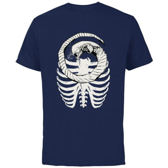 Alien: Romulus Xenomorph Chestburster in Ribcage Art - Short Sleeve Cotton T-Shirt for Adults - Customized-Navy