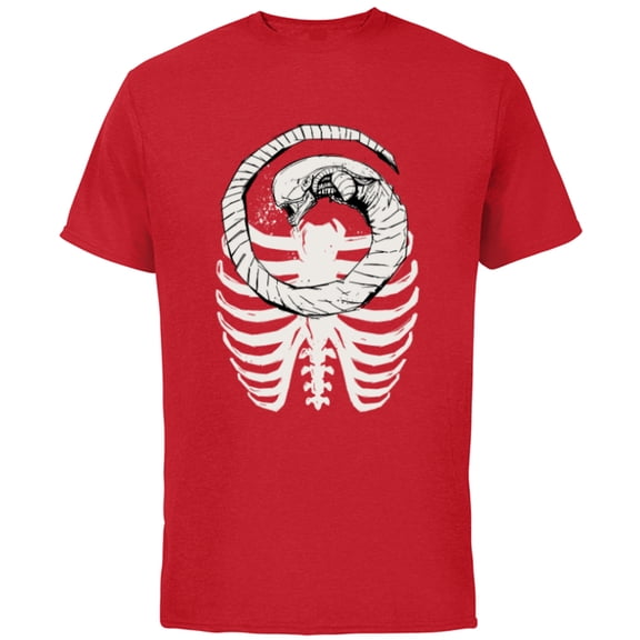 Alien: Romulus Xenomorph Chestburster in Ribcage Art - Short Sleeve Cotton T-Shirt for Adults - Customized-Red