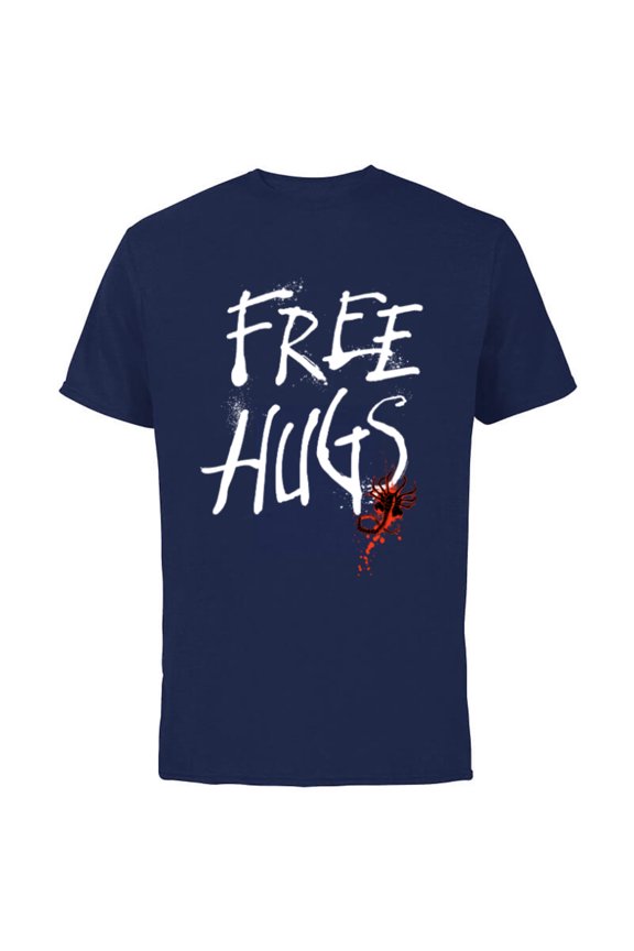 Alien: Romulus Xenomorph Facehugger Free Hugs - Short Sleeve Cotton T-Shirt for Adults - Customized-Navy