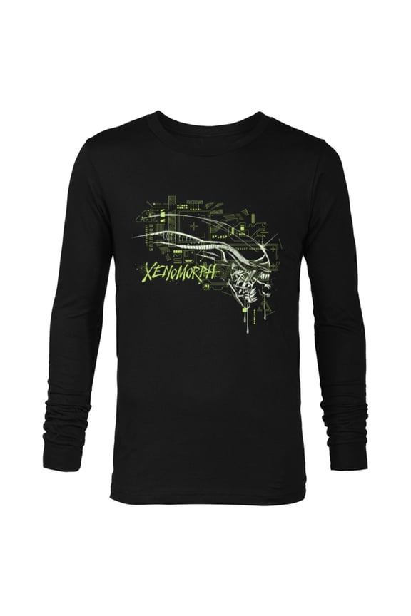 Alien: Romulus Xenomorph Head Over Tech - Long Sleeve T-Shirt for Men - Customized-Black