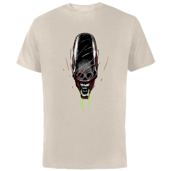 Alien: Romulus Xenomorph Head Skull and Double Jaws Art - Short Sleeve Cotton T-Shirt for Adults - Customized-Natural