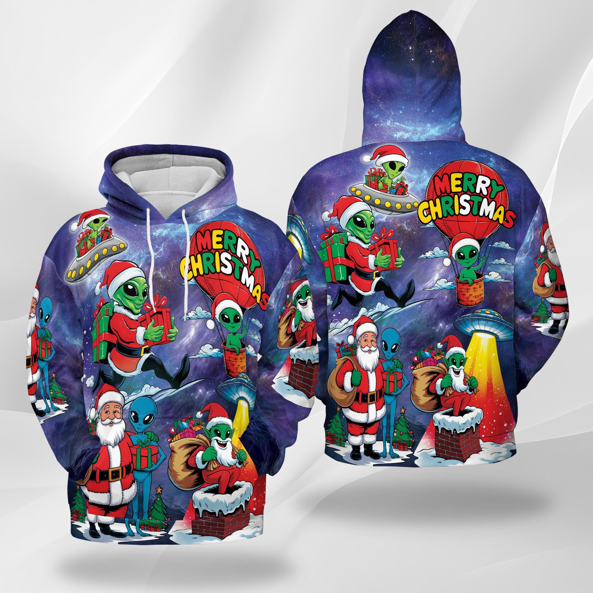 Animal World Big Llama Ugly Christmas Sweater Hoodie For Toddlers & Kids - View #3