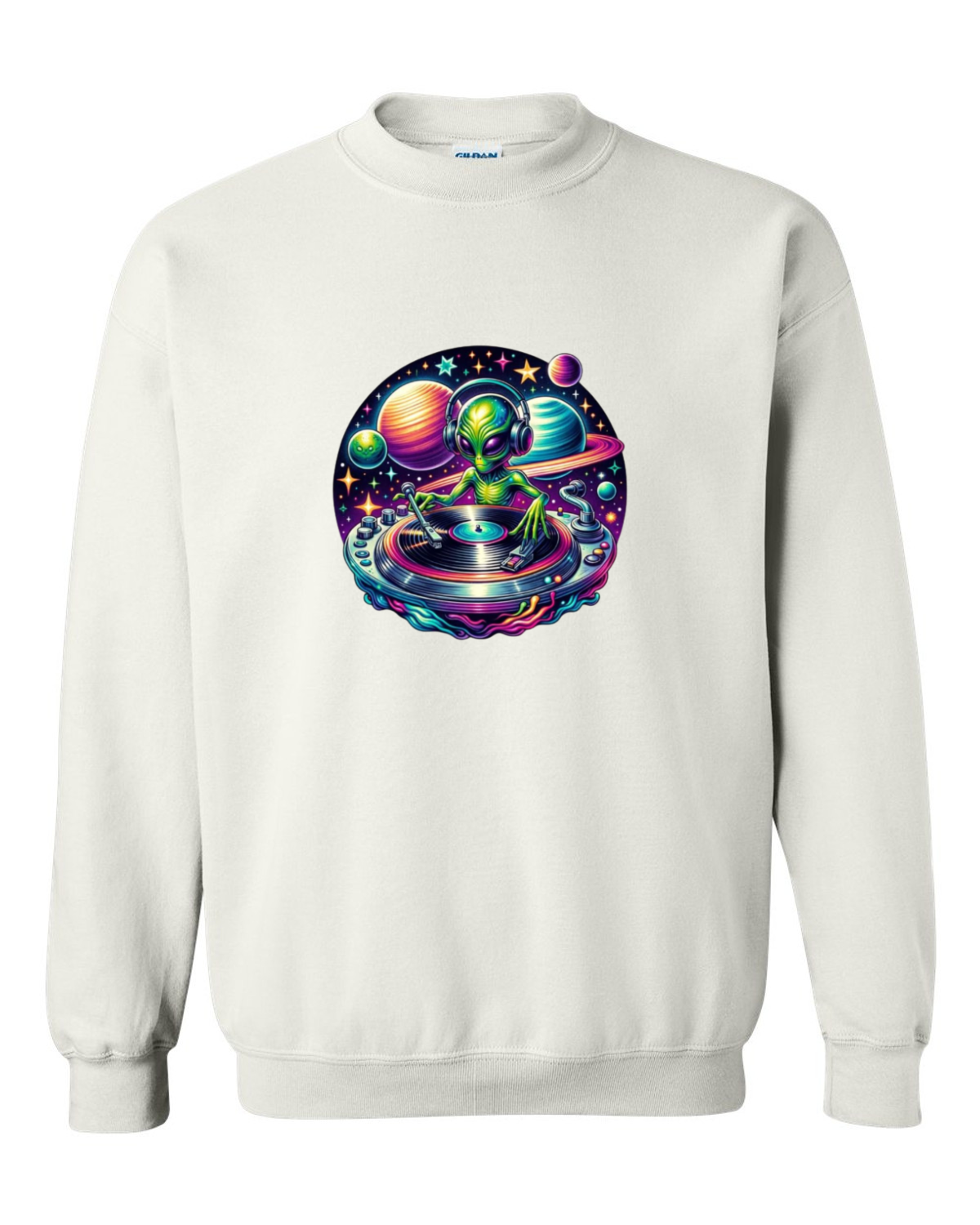 Alien Scene with Floating Rings and Vivid Galaxy Colors Sweatshirt, up ...