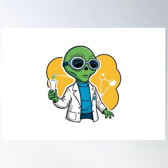 Alien Scientist'S Discovery Poster Wall Art, Modern Wall Decor For Living Room Bedroom, 8x12 UNFRAMED