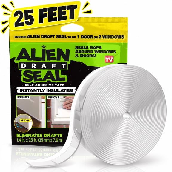 Alien Seal Draft Seal Weatherstrip Window Door Seal Strip Windproof Clear Sealing Tape Self Adhesive Draft Seal Tape, 25FT