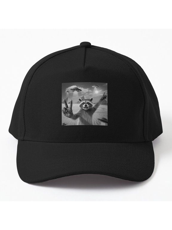 Alien Selfie Baseball Cap, UFO and Pyramid Encounter Illustration, Classic Sci-Fi Statement Hat