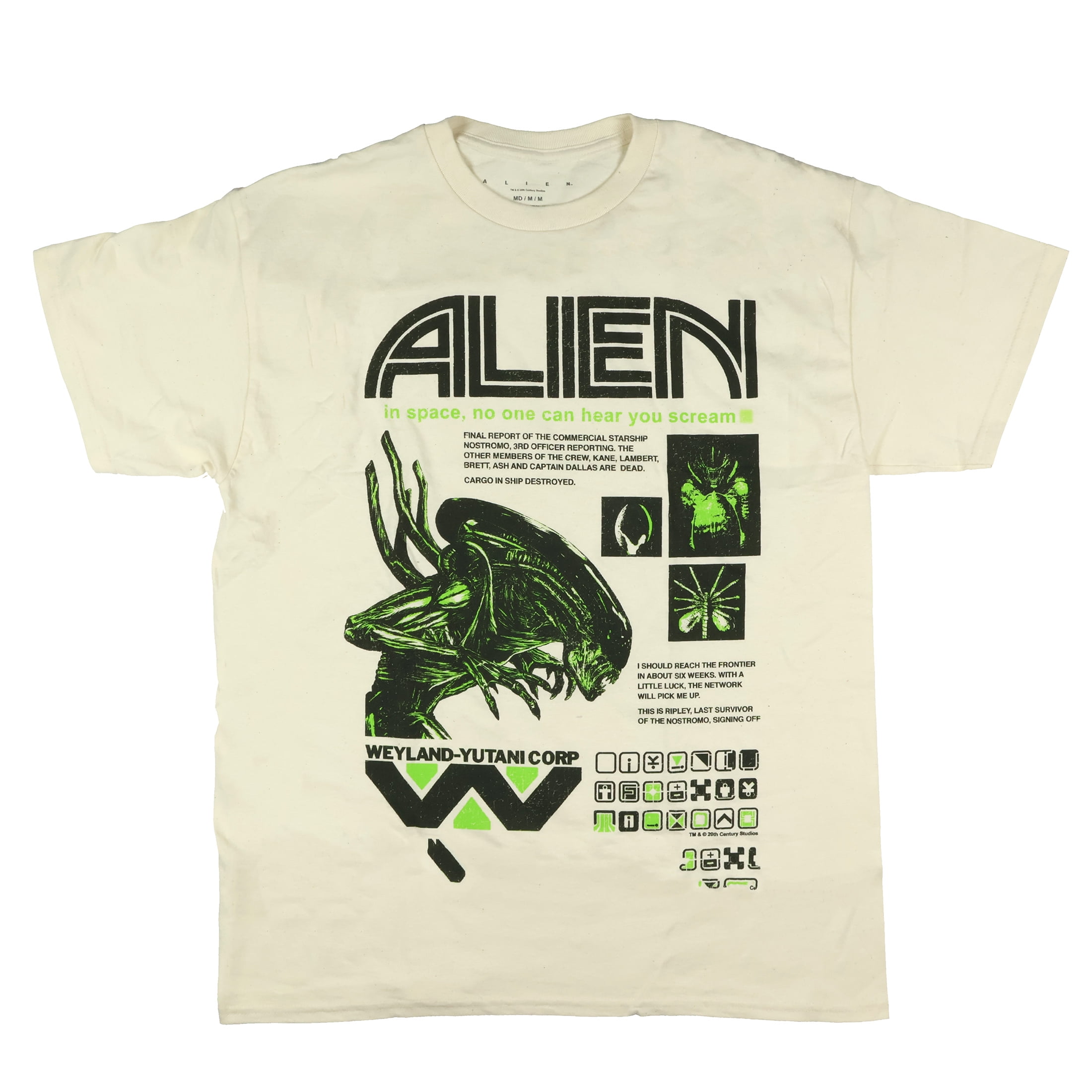 Alien Shirt Mens In Space No One Can Hear You Scream Adult Short Sleeve ...