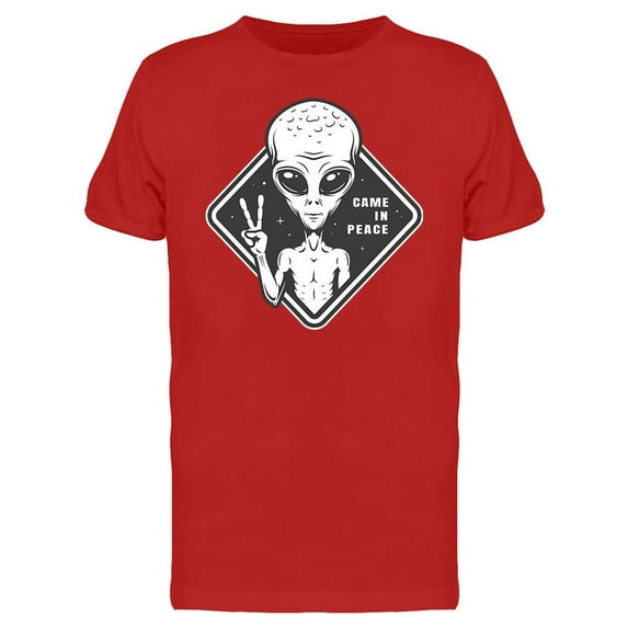 Alien Showing Peace Sign T-Shirt Men -Image by Shutterstock, Male 3X-Large
