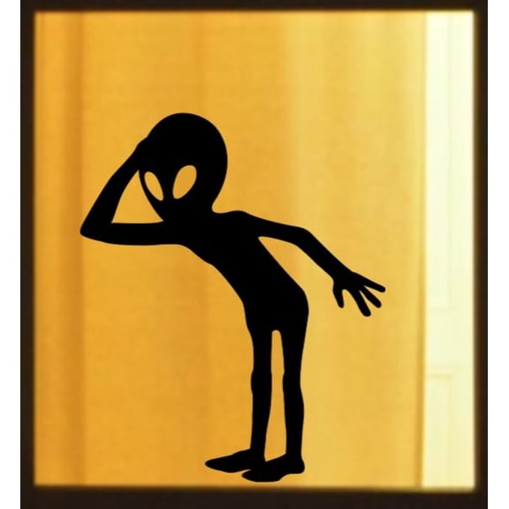 Alien Silhouette Decor | Halloween Window Cling | Large Static Decal | Creepy Window Display | Indoor Halloween Accent
