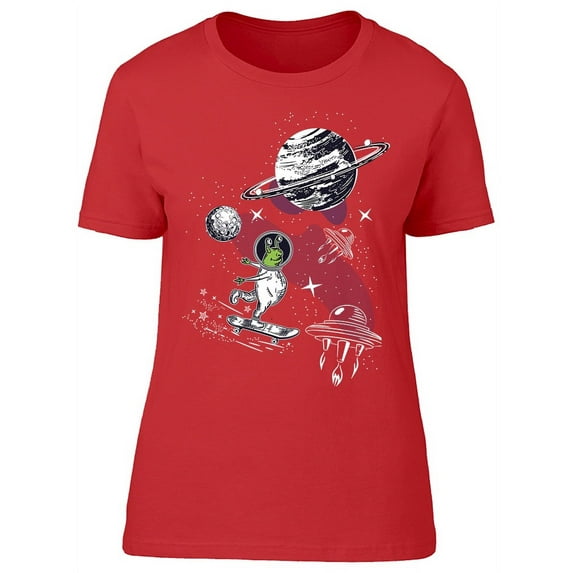 Alien Skates On A Skateboard Tee Women's -Image by Shutterstock