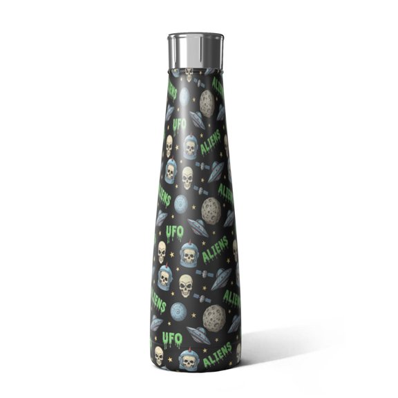 Alien Skull Black Pattern Cola Shaped Water Bottle 1 Pack, Vacuum Insulated Portable Thermal Water Bottle Durable Gifts Ideas for Home Office Outdoor Sports Car