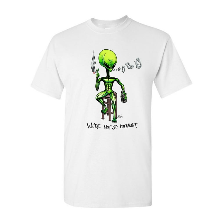 Alien smoking t shirt hot sale