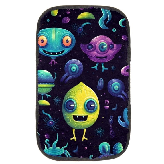Alien Soft Comfortable Furry Printed Car Armrest Cover 12.5x8.2 Inch - Armrest Accessories Car Armrest Mat