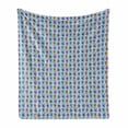 thumbnail image 1 of Alien Soft Flannel Fleece Throw Blanket, Repeating Print of Colorful Robots Mechanical Design of Funny Shapes, Cozy Plush for Indoor and Outdoor Use, 70" x 90", Pale Blue and Multicolor, by Ambesonne, 1 of 5