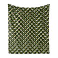 thumbnail image 1 of Alien Soft Flannel Fleece Throw Blanket, Sketch Style Portraits Dotted Background Space Crafts Transportation, Cozy Plush for Indoor and Outdoor Use, 70" x 90", Apple Green Eggshell, by Ambesonne, 1 of 5