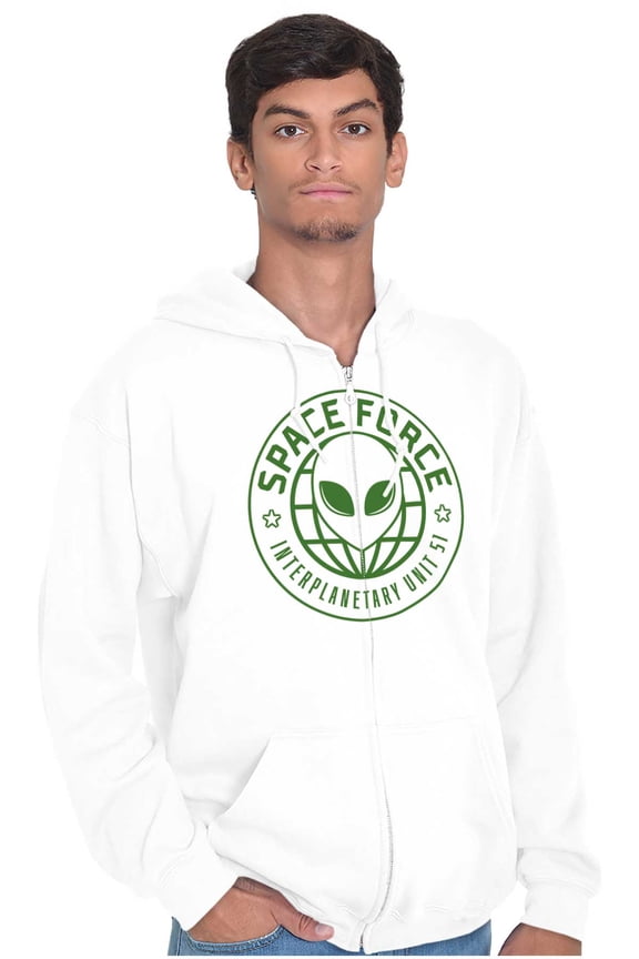 Alien Space Force Area 51 Believers Unisex Fleece Graphic Zip Up Hoodie Brisco Brands 4X