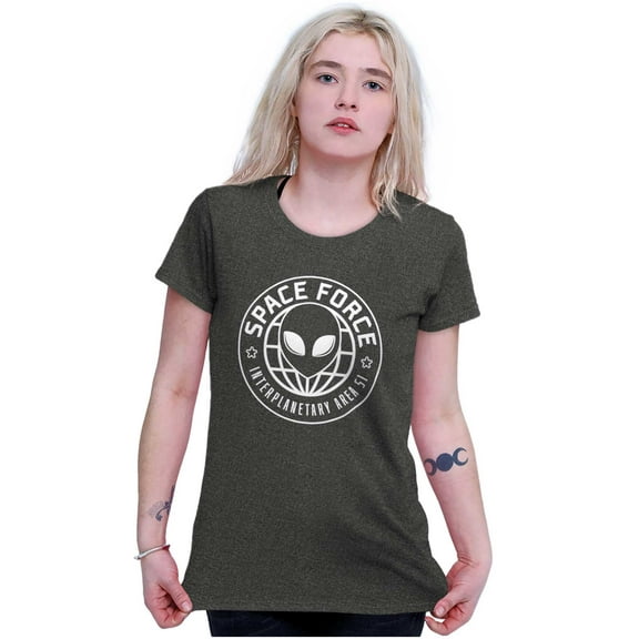 Alien Space Force Area 51 Believers Womens Fitted Plus Size Graphic Tee Brisco Brands 2X