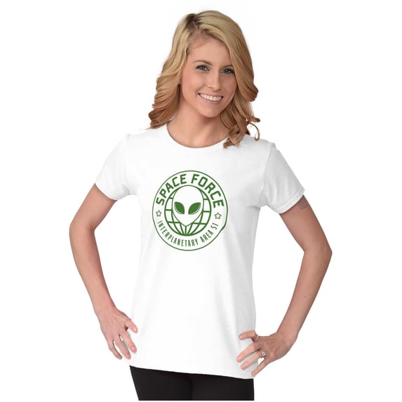 Alien Space Force Area 51 Believers Womens Slim Fit Graphic Tee Brisco Brands X
