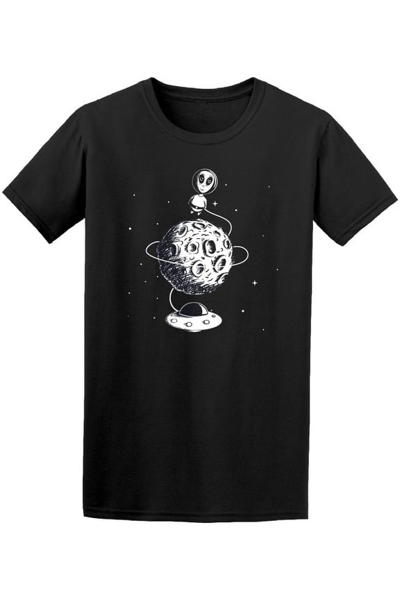 Alien Space Moon Cartoon T-Shirt Men -Image by Shutterstock, Male Medium