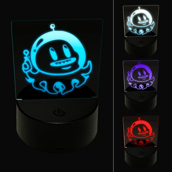 Alien Space Octopus LED Night Light Sign 3D Illusion Desk Nightstand Lamp