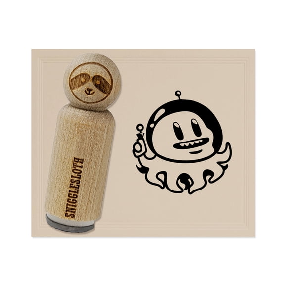 Alien Space Octopus Rubber Stamp for Scrapbooking Crafting Stamping - Mini 1/2 Inch