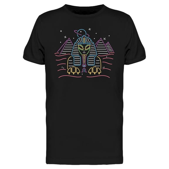 Alien Sphinx Neon Style T-Shirt Men -Image by Shutterstock, Male 3X-Large