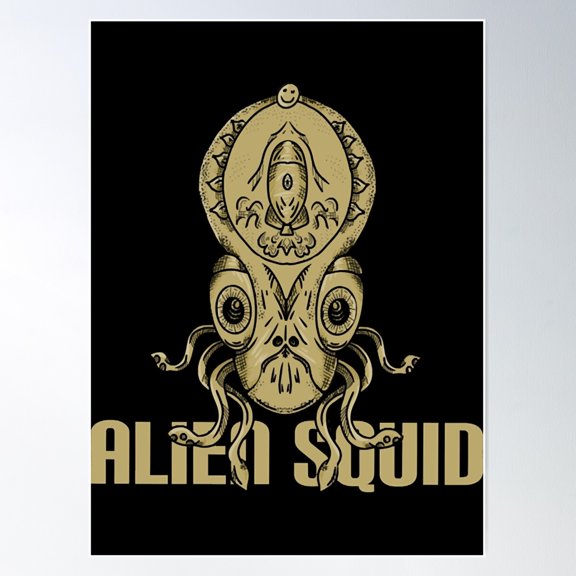 Alien Squid Poster Wall Art, Modern Wall Decor For Living Room Bedroom, 16x24 UNFRAMED