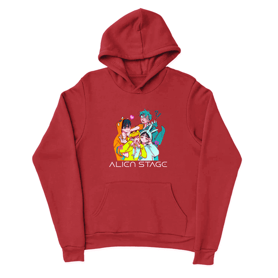 Alien Stage ALNST Casual Pajamas Merch Hoodies - Unisex Comfortable Fabric Long Sleeve Pullover, Hooded Streetwear Sweatshirt for Men Women,L,Red