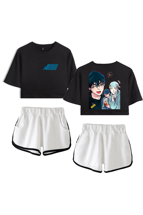 Alien Stage ALNST Merch Crop Top T-Shirt Luka Shorts Suit Final Round Short Sleeve For Women Girl Top Tee