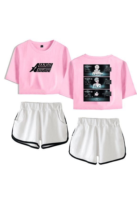 Alien Stage ALNST Merch Crop Top T-Shirt Shorts Suit Harajuku Short Sleeve For Women Girls Top Tees