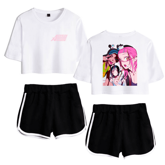 Alien Stage ALNST Merch Crop Top T-Shirt Shorts Suit Off The Record Short Sleeve For Women Girl Tees