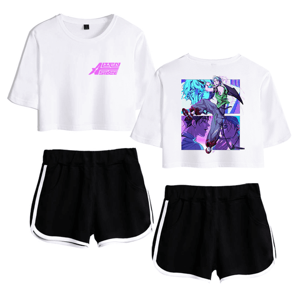Alien Stage ALNST Merch Crop Top T-Shirt Shorts Suit Summer Short Sleeve Harajuku Women Girl Tee