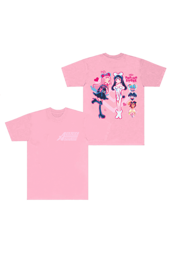 Alien Stage ALNST Merch T-Shirt Pink Heart Logo Mizi Sua Short Sleeve T Shirts Tee Top